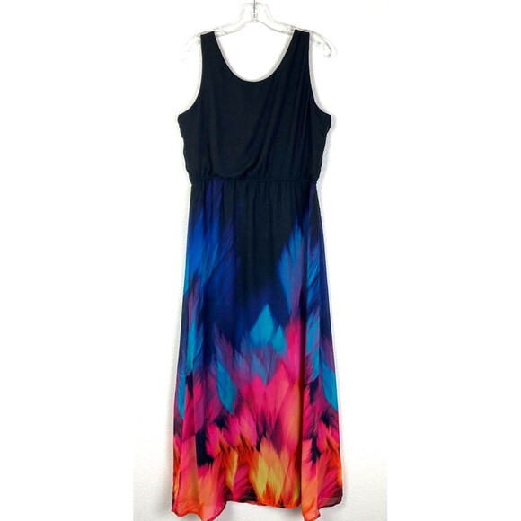 Nina Leonard Women's Pullover Maxi Dress Size 8 Artsy Abstract Vacation Resort - Picture 6 of 8